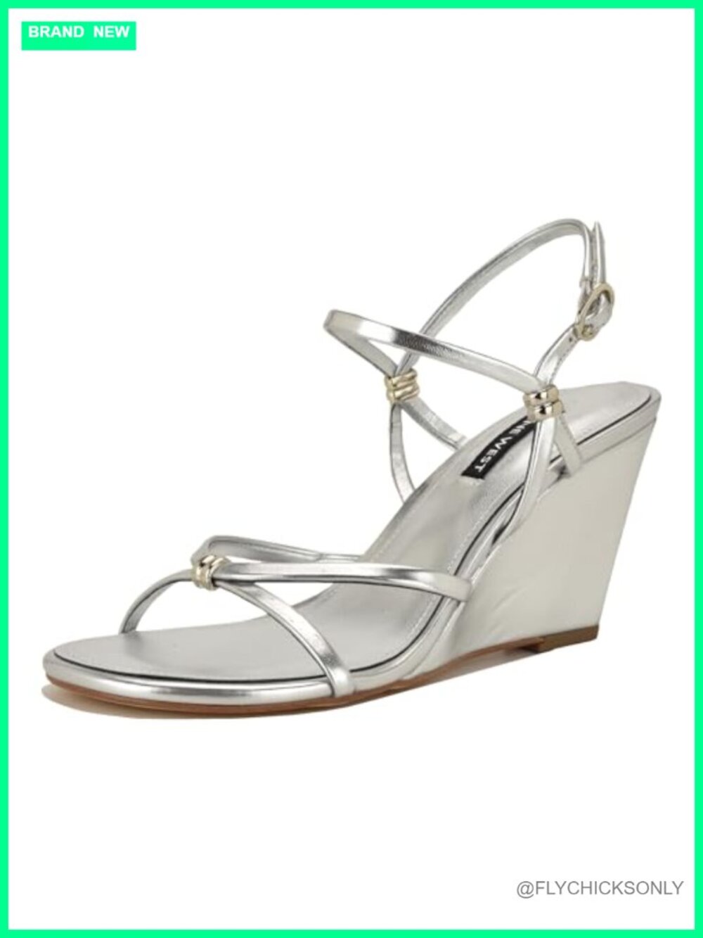 Nine West Devva Women's Faux Leather Wedge Sandals Adjustable Buckle